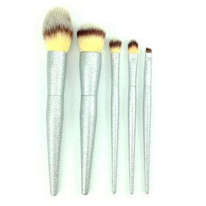 5 PCS Silver Shine Makeup Brush Set ( Face & Eye )