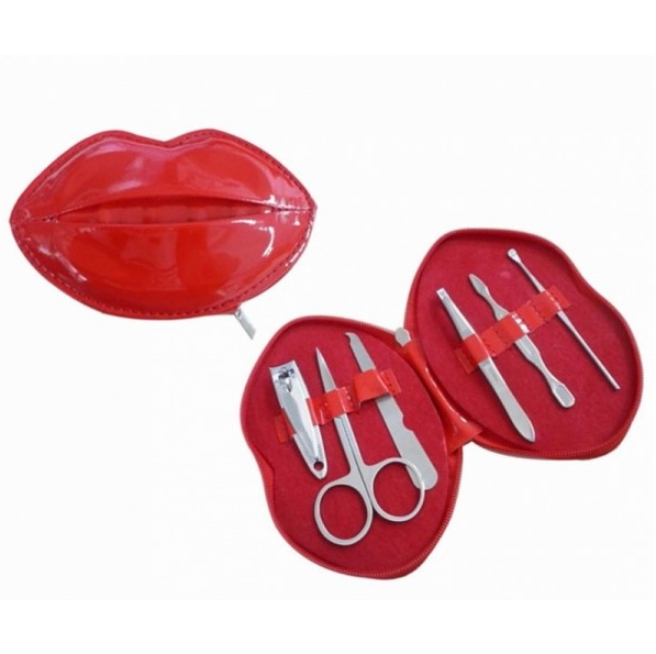Beautiful Multifunctional Manicure Set in red Lip Shape Case