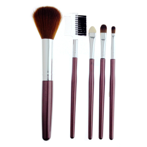 5 Pcs Essential Makeup Brush Set Brown